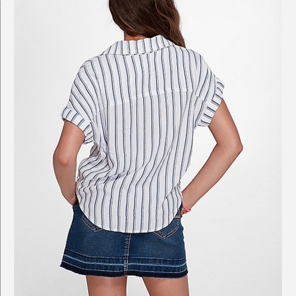 Stripe Tie Hem Button Up Shirt - Picture 3 of 3